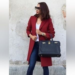 Zara Burgundy wool blend coat